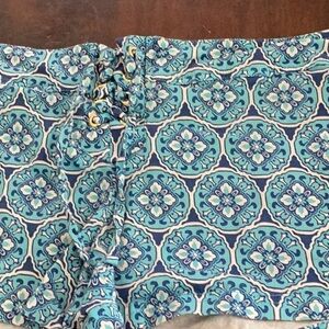 High Waist Blue Patterned Shorts